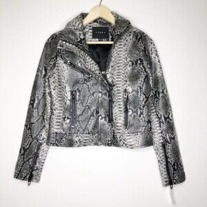 BLANKNYC Snake Embossed Faux Leather Moto Jacket 